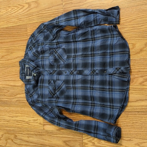 American Eagle Outfitters Other - American Eagle Vintage Fit 100% cotton blue and black plaid snap-front shirt, XL